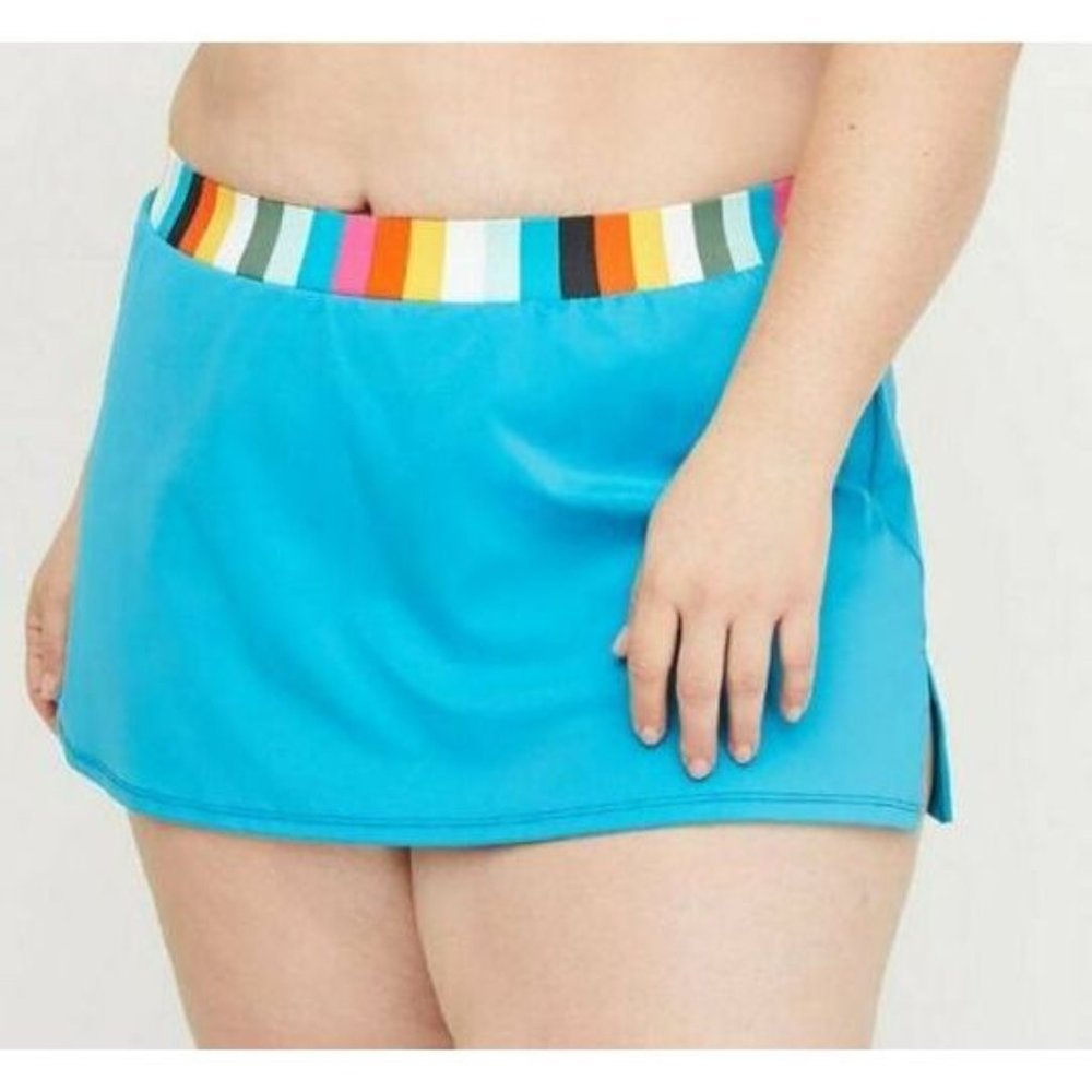Lane Bryant Striped Waistband Swim Skirt 14